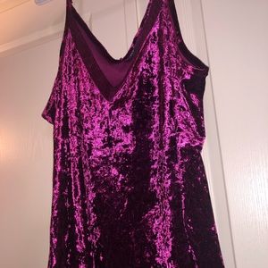 Burgundy Crushed Velvet Tank Top with Lace Detail